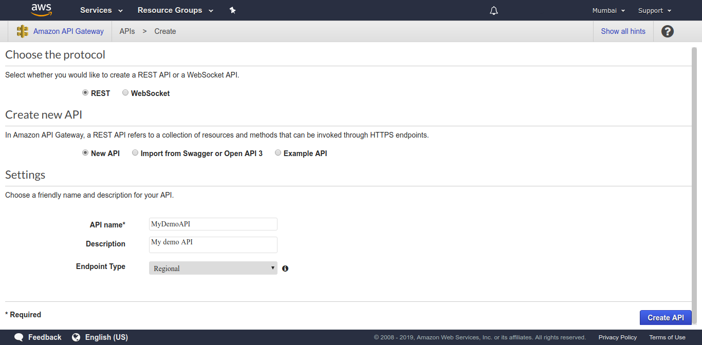 Create API Gateway