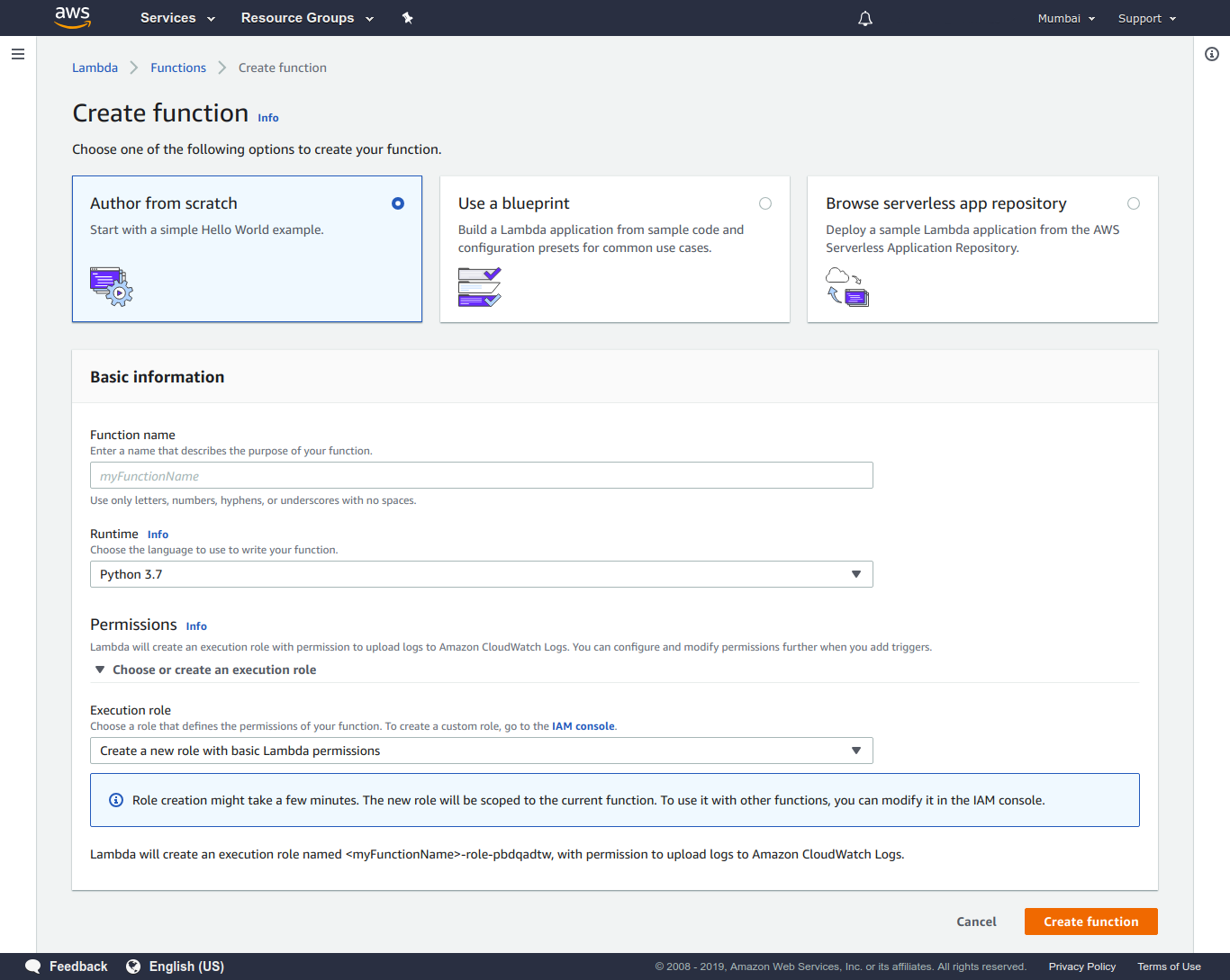 Create Lambda Function